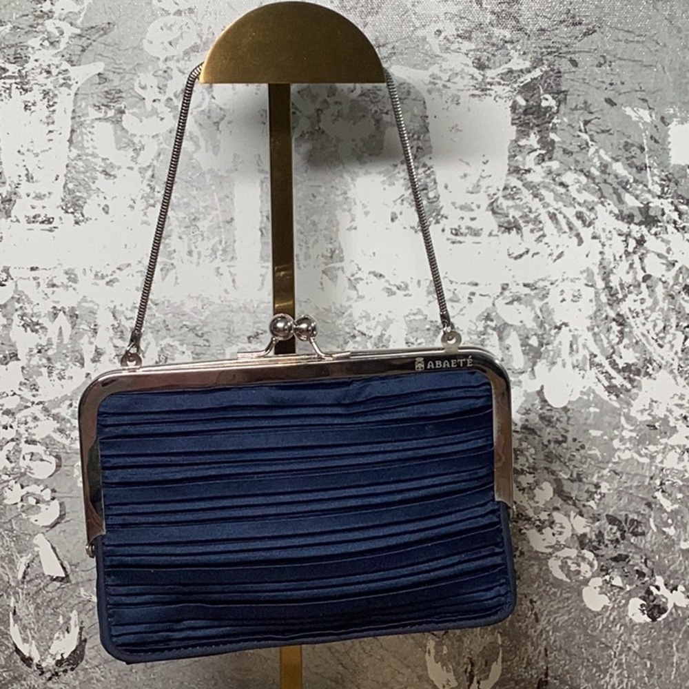 Blue Ruffled Fabric Clutch Bag